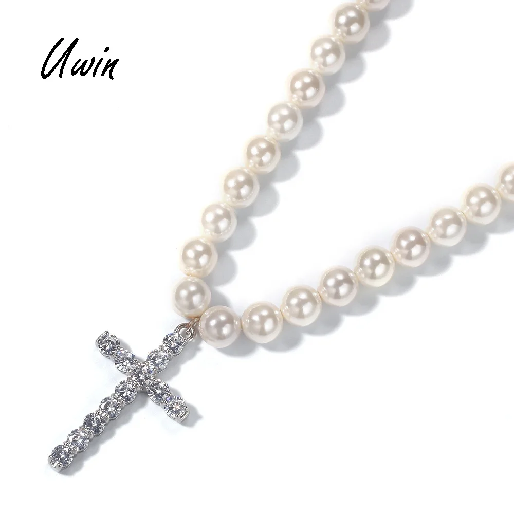 pearl choker with cross