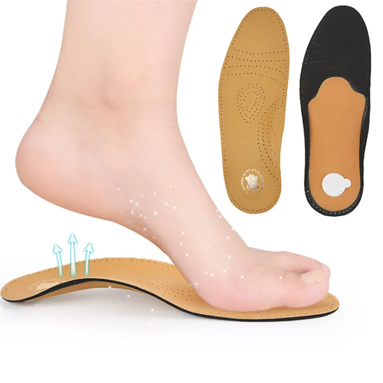 Unisex Faux Leather Orthotics Shoes Insoles Flat Foot Arch Support Pad Cushion 