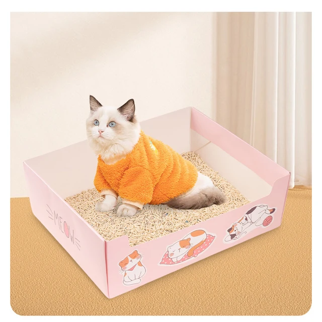 Foldable Cat Litter Tray Custom Eco Friendly Biodegradable Portable Paper disposable Cat Toilet Litter Box for travel