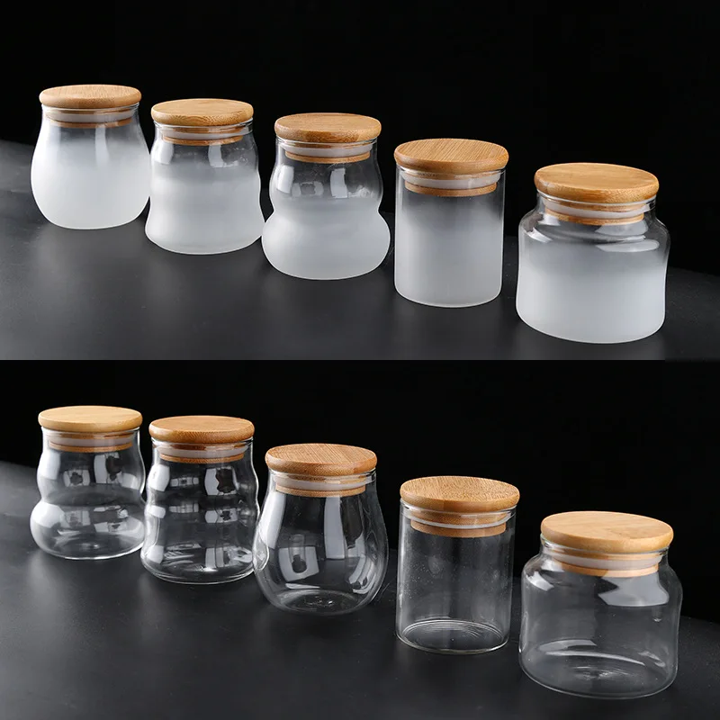 Wholesale high quality jars with bamboo lid glass  bamboo containers