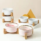 Ceramic Bowls Durable Ceramic Round Pet Feeder Insulated Marble Pet Cat Ceramic Dog Bowls