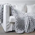 Throw Throw Blanket Wholesale Home Fashionable 100% Cotton Solid Knitted Throw Chunky Knit Blanket