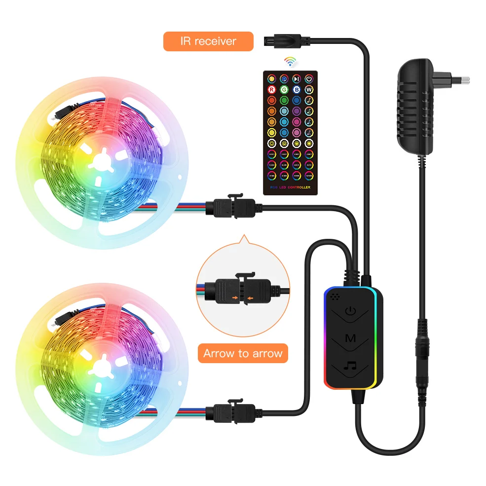 Hot Selling good quality App controlled full kit music SMD5050 5M 10M Outdoor Flexible waterproof smart RGB LED strip Light