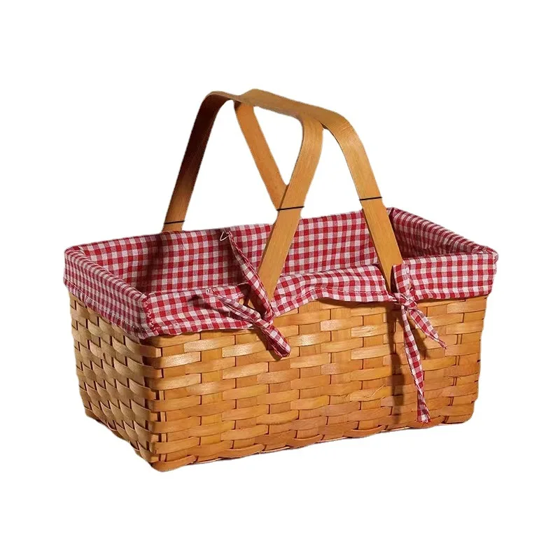 Custom Wicker Foldable Woven gift basket in bulk wicker Picnic Tableware Storage basket