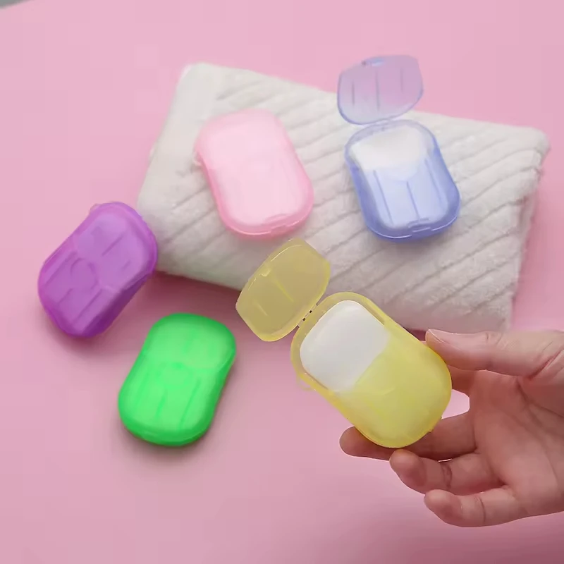 Travel Size Disposable Soap Box Mini Portable Disposable Travel Paper Soap Sheets  Foaming Hand Washing Bath Scented Paper Soap