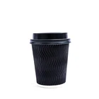 8oz Coffee 8oz Disposable Eco-friendly Beverage Tea Coffee Packaging Black Corrugated Ripple Paper Cups
