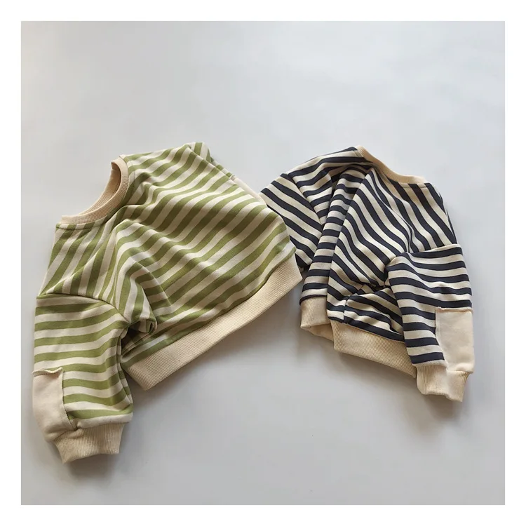 Wholesale cotton baby kids clothes sweatshirts striped long sleeve toddler boys clothing fashion baby jumper