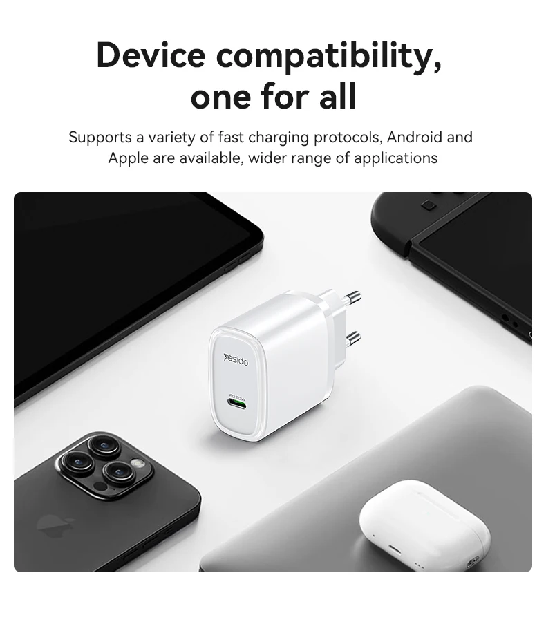 For 20W PD Fast Charging Laptop Charger-Compact Design with IP EU Plug