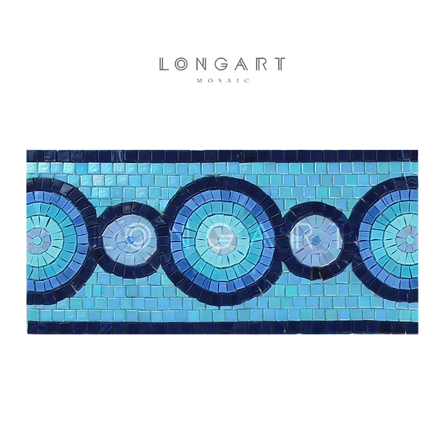 Foshan Factory Glossy Surface Glass Mosaic Slip-Resistant Hand Cut Mosaic Borders For Bathroom Wall And Kitchen Backsplash