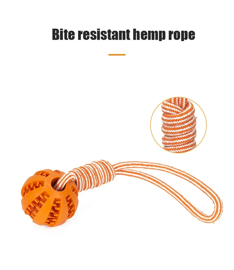 Dog Toys Treat Balls Interactive Hemp Rope Rubber Leaking Balls For