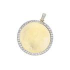 Large Pendant Charm Custom 925 Silver Solid Gold Plated Diamond Blank Logo Picture Large Vintage Round Photo Pendant