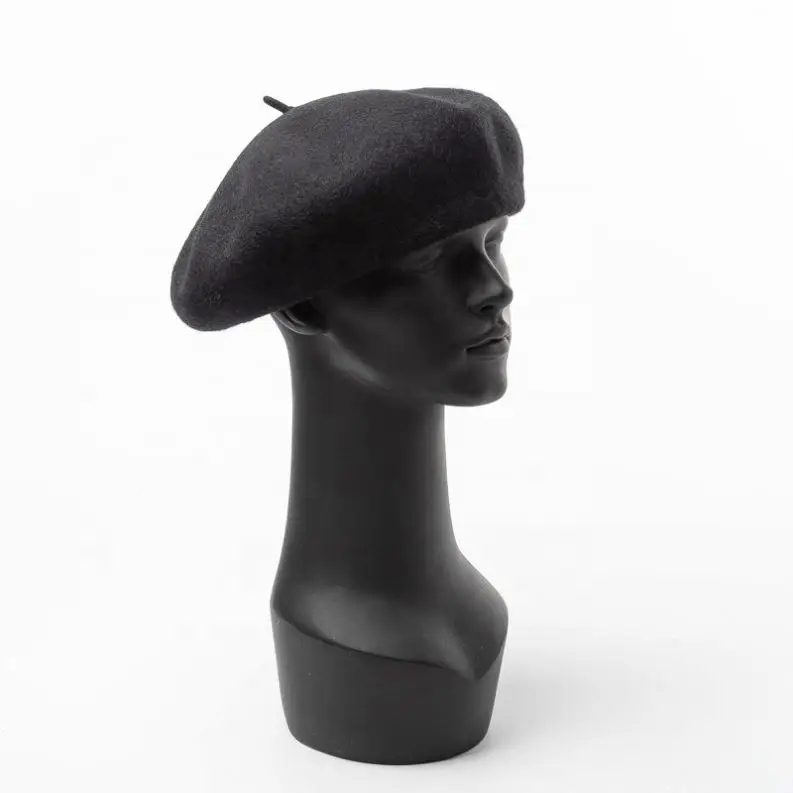 Black Wool Berets With Elastic Band 