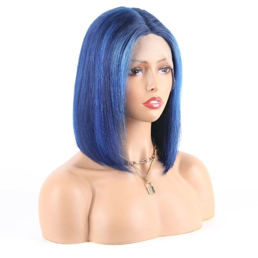 Dark Blue Color Highlight Lace Front Wig,Cheap Human Hair Blue Hair  Wigs,Colored Piano Bule Two Tone Lace Bob Wigs - Buy Dark Blue Color  Highlight Lace Front Wig,Cheap Human Hair Blue Hair
