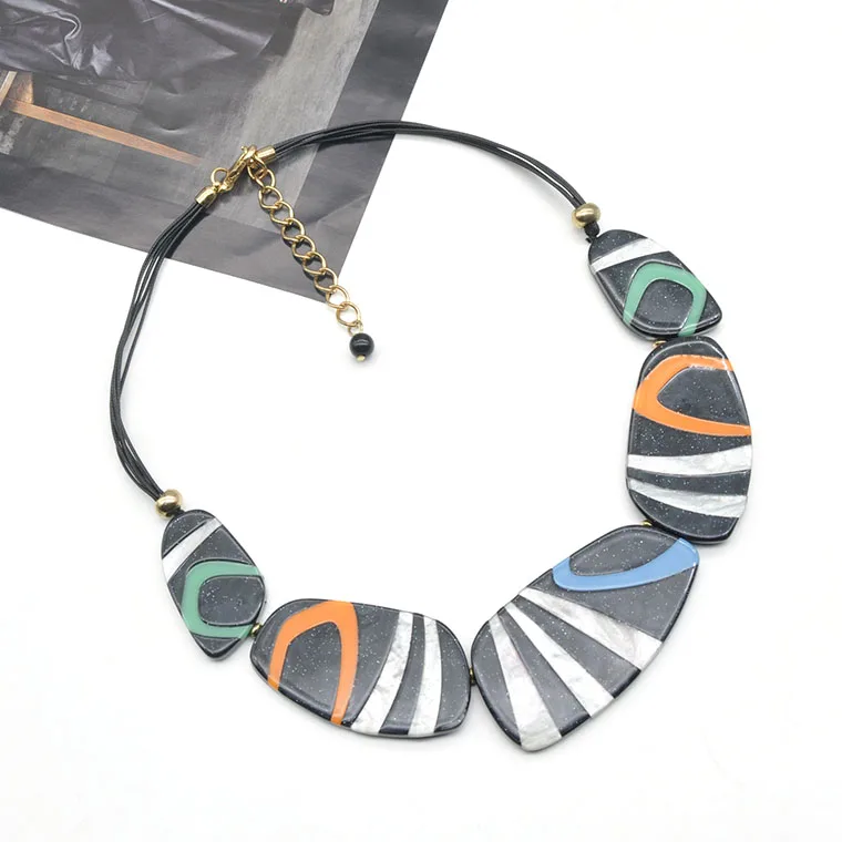 Factory direct sale oil paint acrylic choker jewelry for women stylish designer necklace