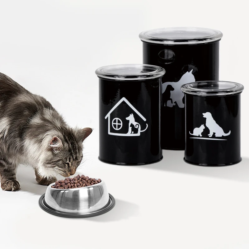 Set of 3 Airtight Kitchen Food Storage Container Pet Treat Canister Set with Plastic Lids
