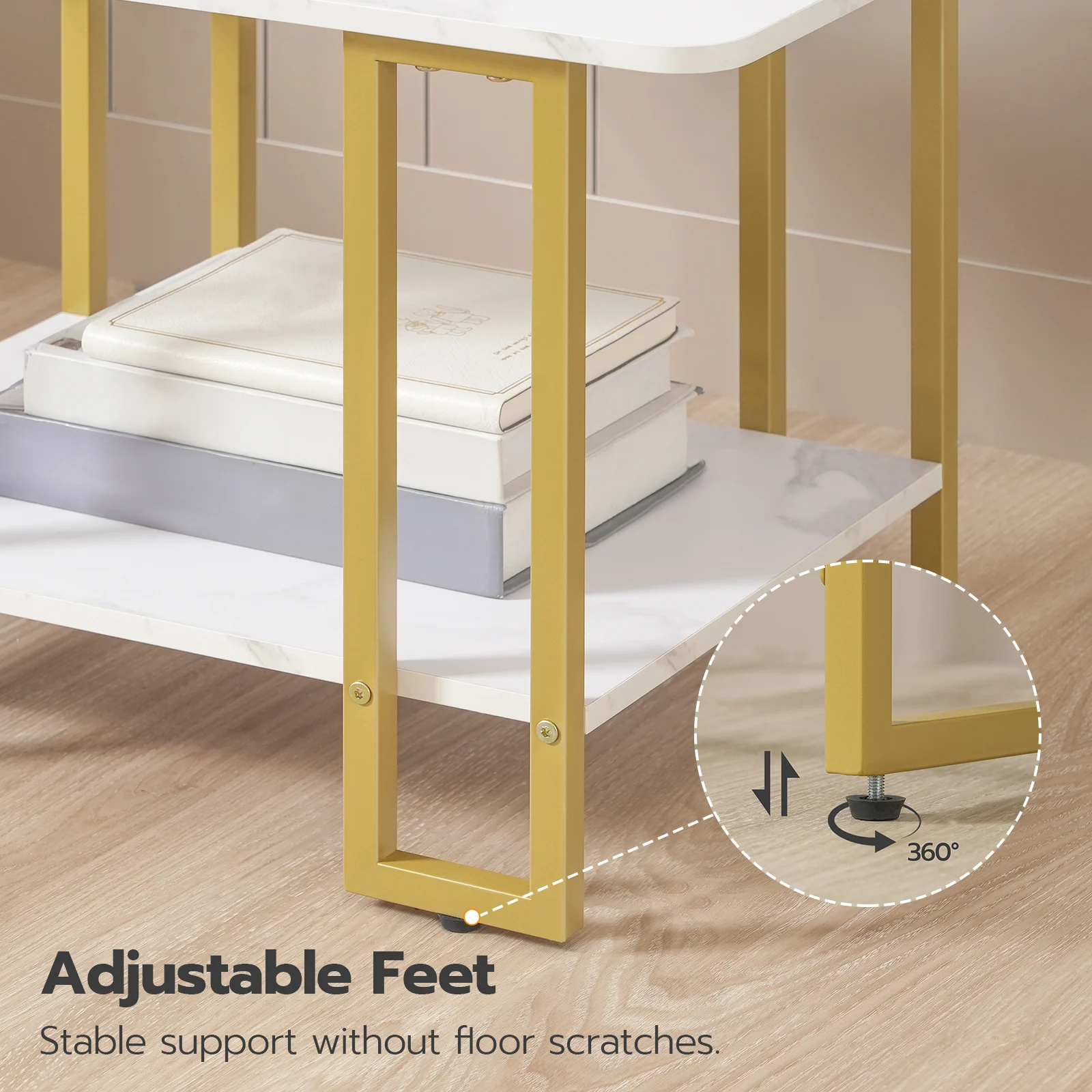 Wholesale Gold Round Center And Side Tables Marble Gold Brass Wood Nesting Coffee Tables With Marble Top For Living Room Luxury