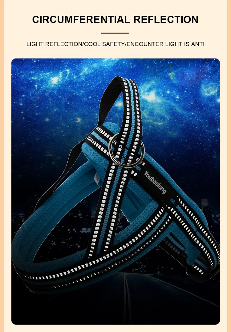 Soft Vest Neck Chest Adjustable Reflective Light weight Harness Anti-Twist Pet Lead Combo Dog Collar Leash And Harness Set