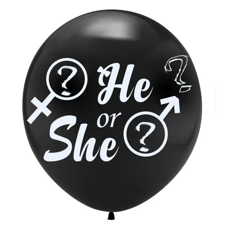 36 inch black Gender Reveal confetti balloon boy or girl Question Mark Balloon baby shower party decorations set