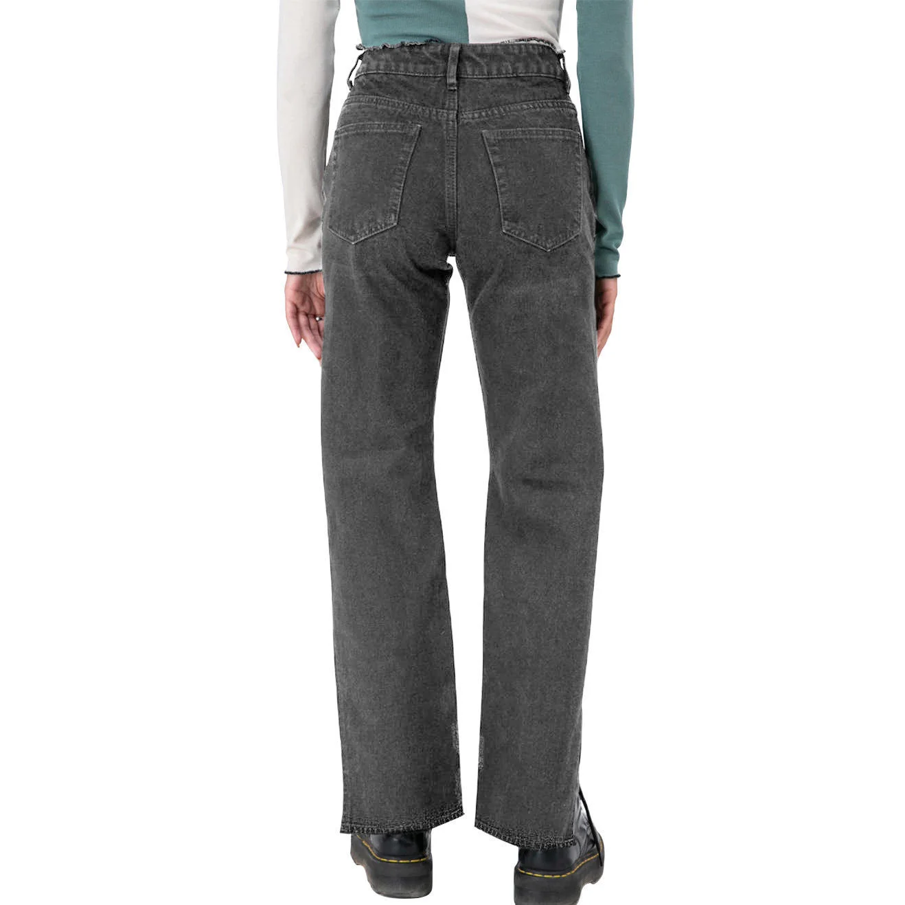 Women's High-End Euro-American Stretch Slim Cut Jeans Casual Mid Waist Solid Color Denim Trousers Straight Style details