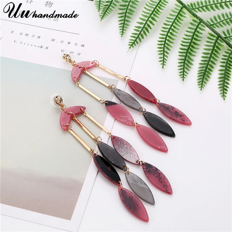 2021 Newest Summer Collection Bright Acrylic Pendant Earrings For Women
