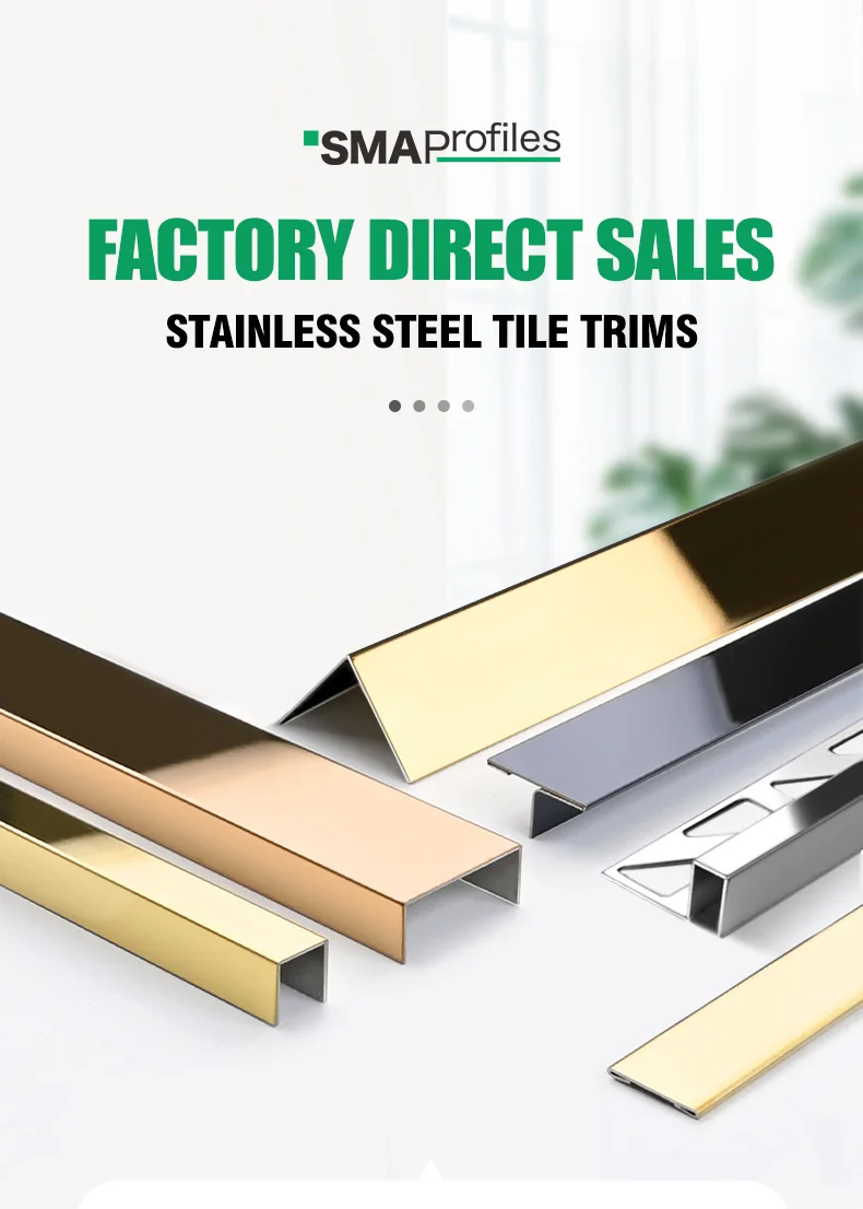 Smaprofiles Decorative Gold Brushed Stainless Steel Strip Metal Angle