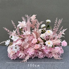 Wholesale Artificial Wedding Flower Runner Decor 100cm Flower Row for Window Display Exhibition Aisle Stage Props Decoration