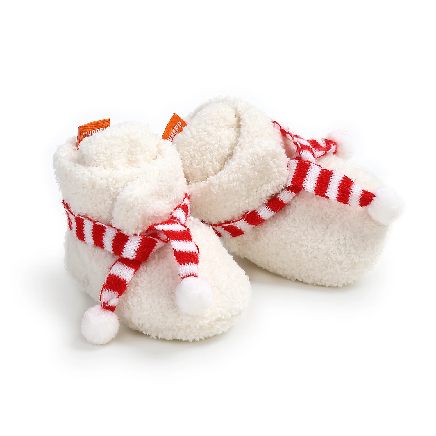 Unisex Warm Winter Indoor Newborn Baby Christmas Shoes Booties 2024 With Cute Scarf Design supplier