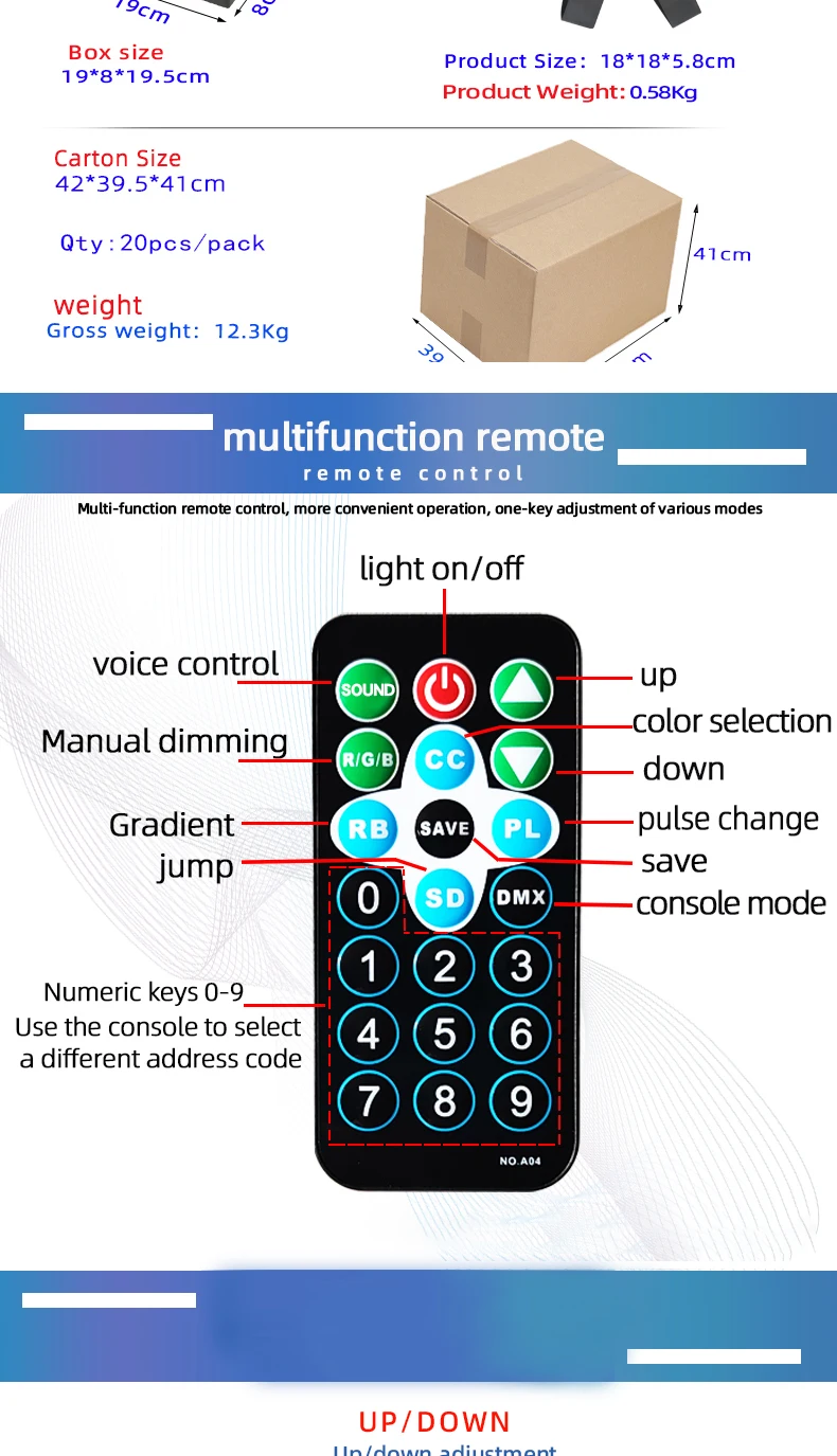 Dingdian 18 LED Stage Par Lighting Colorful Color Dj Equipment Gig Bar Led Par Bar Stage Lighting With Stand LED Stage Par Light