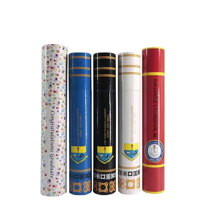 Mondon Best Sell Glossy Graduation Diploma Scroll Certificate Cardboard Tube with Printing logo factory