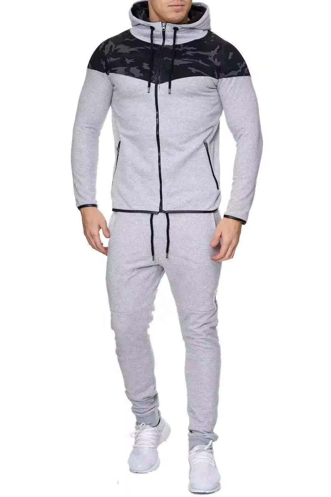 Men's Hooded Athletic Tracksuit Casual Full Zip Jogging SweatSuits