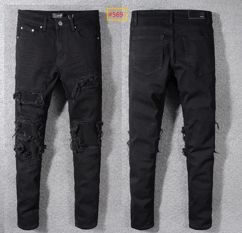 black ripped tapered jeans mens