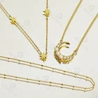 Jewelry 14k Gold Pendant Gemnel Custom High Quality Jewelry 14k Gold Plated Pearl Moon Celestial Pendant Necklace