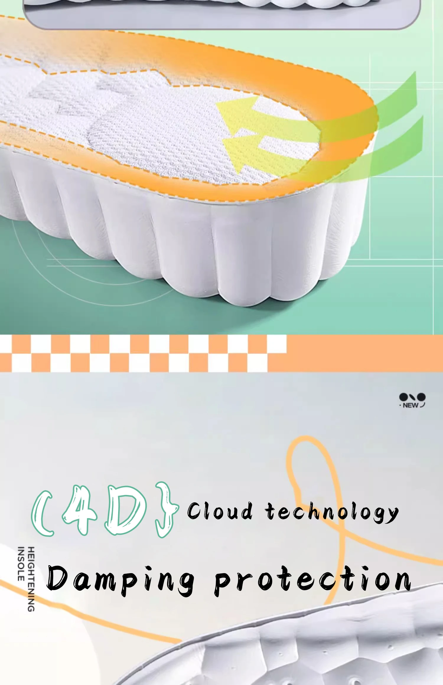 Cloud Feel Foam Height Increasing Insoles For Sports Shoes Cloud Feel Foam Height Increasing Insoles For Sports Shoes
