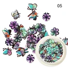 Nail Decor Nail New DIY 3D Butterfly Nail Decoration Laser Discoloration Leaves Flowers Nail Wood Pulp