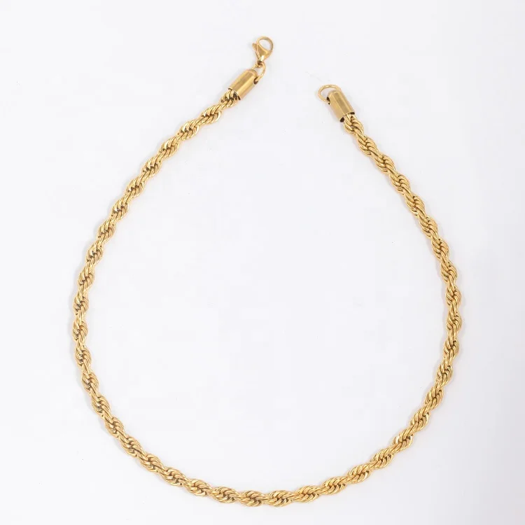 Latest 18K Gold Plated Stainless Steel Jewelry Twine Twist Chain Gold Color Necklace Hiphop Punk Accessories Necklaces P203069