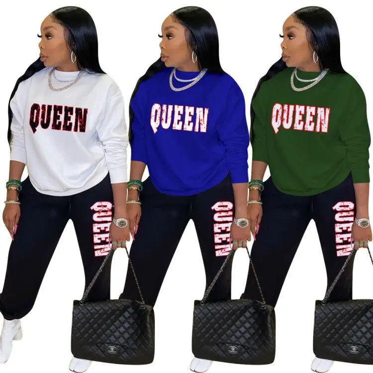 Women's Two Piece Letter Print Outfits Casual Long Sleeve Top And Sweatpants  Matching Tracksuit Jogger Set - Buy Women's Letter Print 2 Piece Outfits,Cowl  Neck Long Sleeve Sweatshirt Set,Pants Set Tracksuit Product