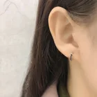 Earring Earrings EH1215 Tiny Huggie Pave Diamond Gold Plated Opal Turquoise Hoop Earring