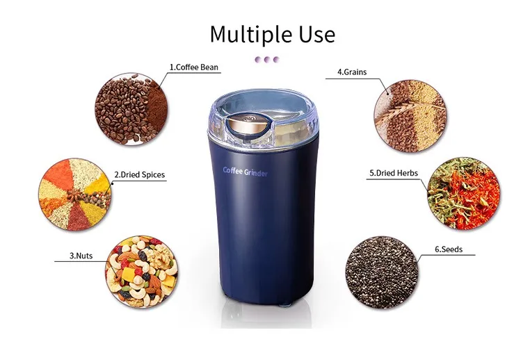 Multi-function Automatic Logo Custom Mini Electric Coffee Grinder Household Nut Spice Bean Food Grinder