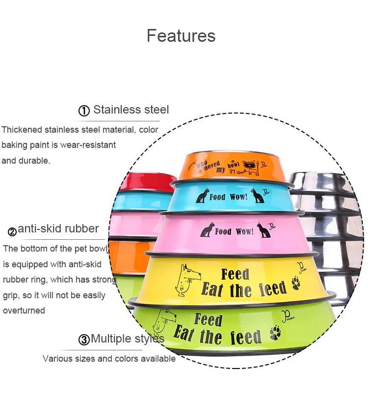 Stainless Steel Durable Custom Printing Dog Bowl Large Size Pet Bowl for Big Dog Food Grade 30cm Cheap Dog Bowl manufacture