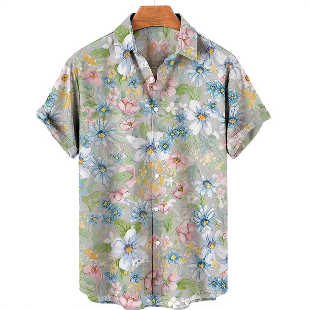 Wholesales Printed Design Casual Shirt Short Sleeve Beach Hawaiian Graphic Men's Sublimation Shirt