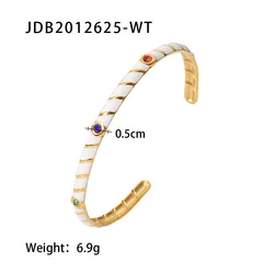 Customized Adjustable 18K Gold Plated Gem Screw Thread Jewelry Stainless Steel Cuff Bracelet Women