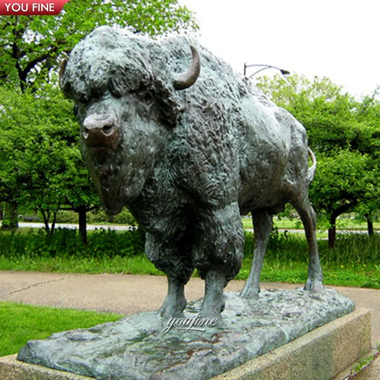 Outdoor Large Casting Copper Bison Statue Buffalo Bronze Sculpture for Sale