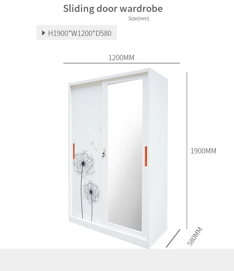 2-Door Steel Bedroom Wardrobe with Sliding Design Metal Closet for Clothes Bongkar Pasang Lemari Pakaian Bedroom Wardrobe