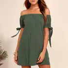 Plain Dress Wholesale Custom Plus Size Plain Coloured Beautiful Wome Off-the-shoulder Mini Dress