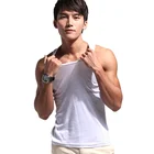 Cotton Men Vest Custom Solid Color Sleeveless 100 Cotton Men White Black Ribbed Tank Top Vest