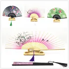 Green Fan Fan Ladies Chinese Style Folding Silk Bamboo 2 Green 1 Smile Fan