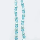 Beads Bestone Hot Sale 8x6mm Blue Faceted Rondelle Glass Beads And Dyed Pearl Beads For DIY Jewelry