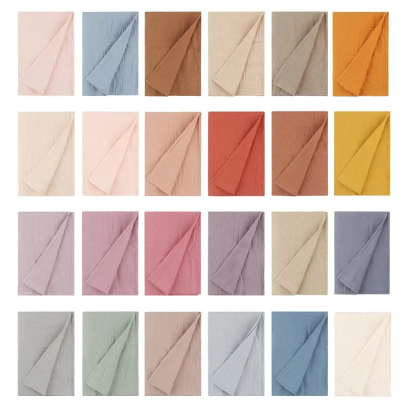 Wholesale 2 layers plain color cotton muslin fabric baby bedding swaddle blanket