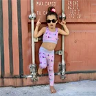 Baby Clothing Set Oem Sportswear Pink Baby Girls Sublimation Yoga Clothing Gym Set For Kids