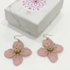 Pink Earrings Romantic Pink Cherry Coating Gold-plated Pendant Spring Fish Ear Hook Earrings For Women